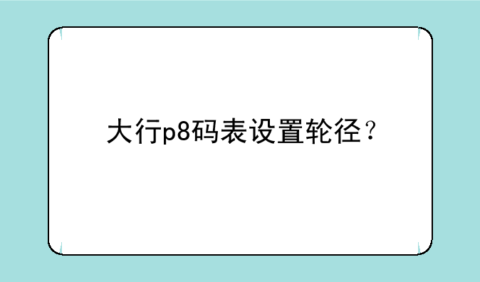大行p8码表设置轮径？