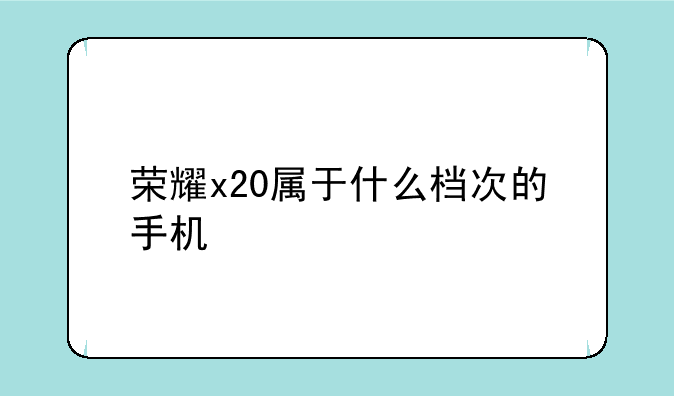 荣耀x20属于什么档次的手机