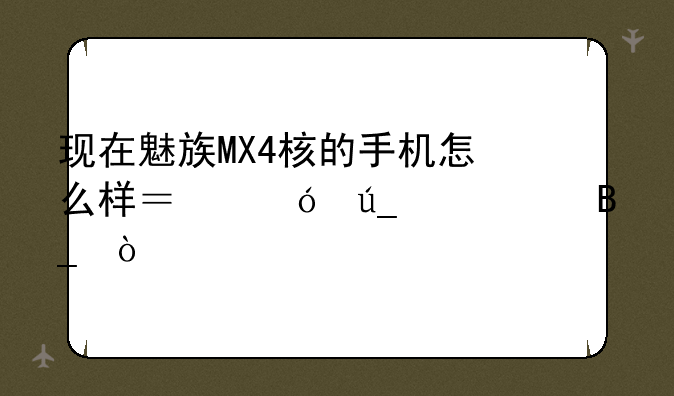 现在魅族MX4核的手机怎么样？值得购买吗？