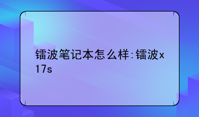 镭波笔记本怎么样:镭波x17s