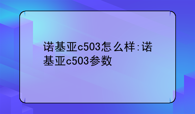 诺基亚c503怎么样:诺基亚c503参数