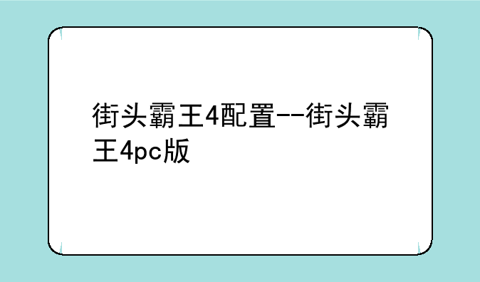 街头霸王4配置--街头霸王4pc版