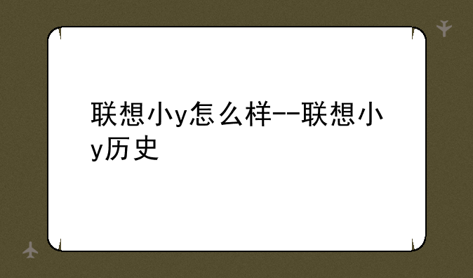 联想小y怎么样--联想小y历史